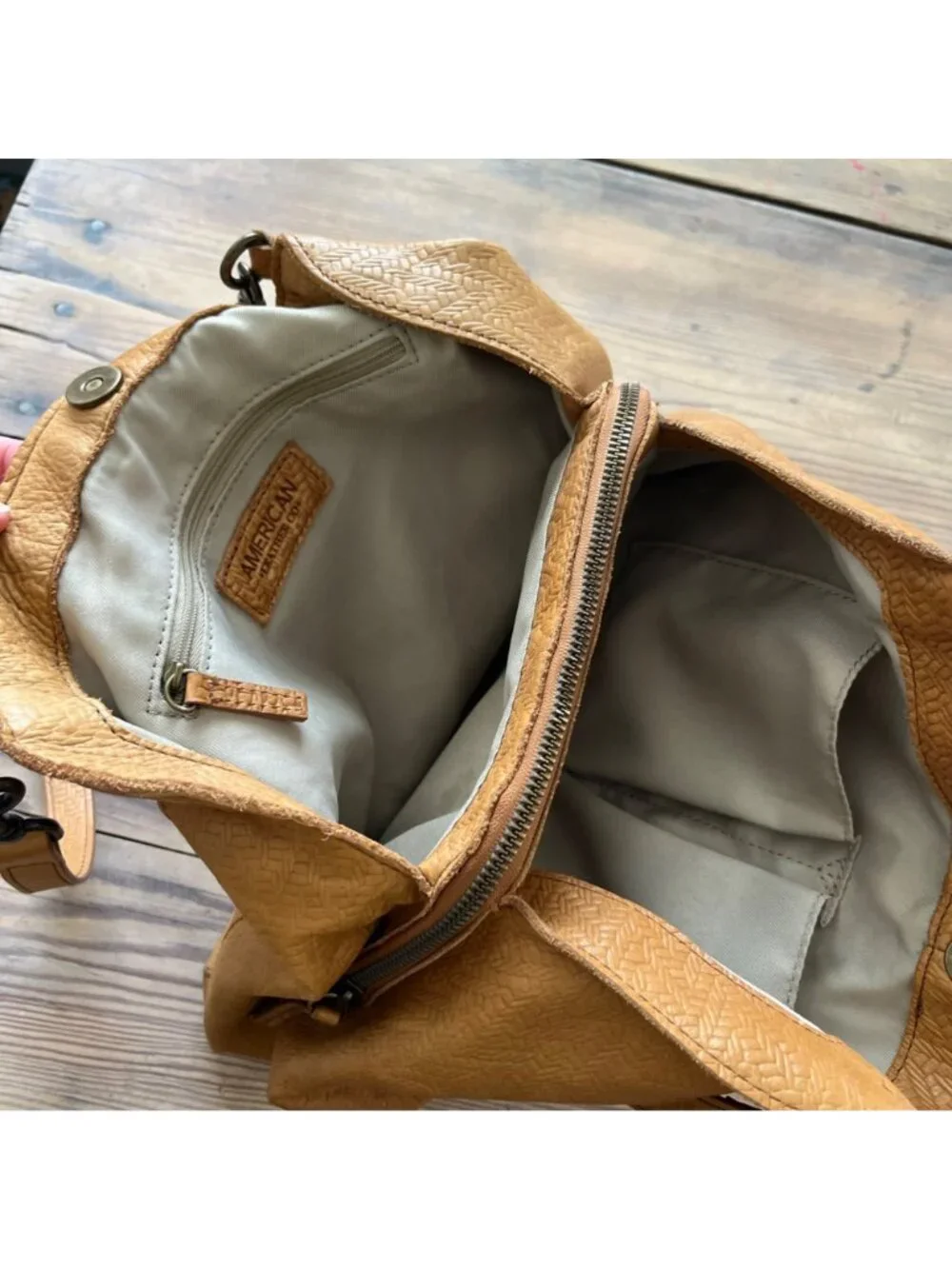 American Leather Co. Austin Triple Entry Hobo Bag Brown Leather
